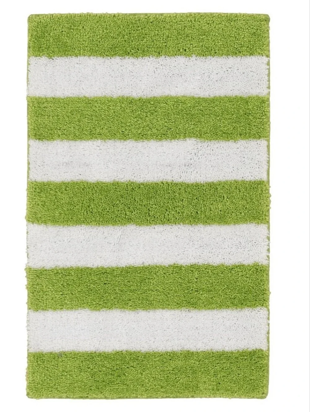 Green and White Striped Bath Rug